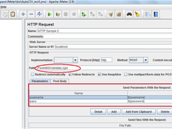 HTTP Sampler to which the .csv file is added as child
