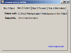 El usuario selecciona el nombre del archivo de destino en el cual se generara el proxy java script.