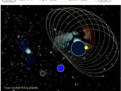 jplanets applet - the blue ship hits a planet