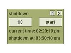 Shows JShutdownTimer's simple UI with the clock running.