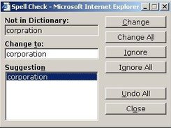 JSP Spell Check Dialog