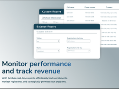 With Jumbula real-time reports, effortlessly track enrollments. monitor registrants.