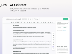 Draft review and summarize contracts up to 90% faster with Juro's AI assistant.