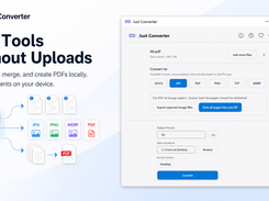 Just Converter PDF tools for splitting, exporting, merging, and creating PDFs locally without uploads.