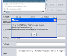 JustTE4J GUI - Info dialog