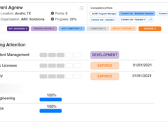 Individual status overview brings all the employee’s skills assignments and to-dos into a single view. The employee can quickly focus on their gaps, newly assigned skills, and expected level for their role. - Highlight what skills have been assigned to the employee - Provide clarity for employee focus areas - Help employees understand skill gaps and associated learning resources to address them