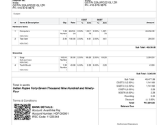 Another Format for Invoice