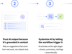 Start using AI manually on cards and boards. As trust builds, suggestions activate automatically when work reaches the right stage. Extend further by connecting external agents and integrations.