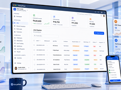 KaryaFlow operations dashboard showing jobs, payments, technicians, renewals, and field service activity in one command-center view.