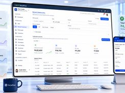 KaryaFlow manual collections and payment tracking screen for recording cash, UPI, approved payments, register history, and exportable reports.