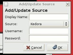 Add/Update source dialog window.