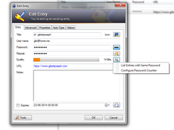 Embedded menu in entry form