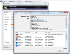List of entries with the same password