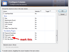 Display SAP Logon column provided by plugin