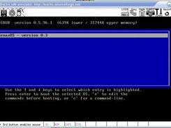 GRUB boot menu.  (OS running under Bochs)