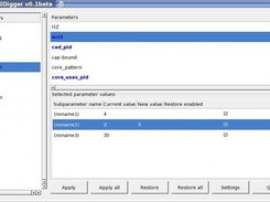 Main window with some changed parameters