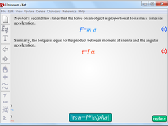 Editing an equation as text.