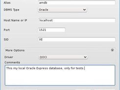 4. Kevora 1.0 - Editing a database definition (more options)