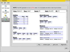 NPC Generator's NPC Sheet.