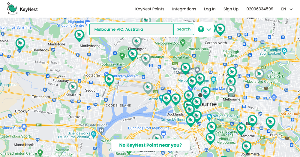 Interactive map with KeyNest Points available