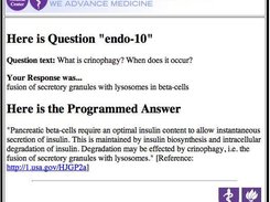 Programmed response to a correct answer to a question about the endocrine system.