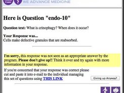 Programmed response to a wrong answer to a question about the endocrine system.