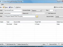 KFTP 1.1 Main window editing a config file