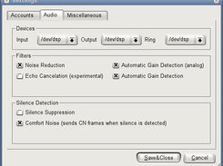 Settings Dialog - Audio setup