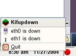 Popup window, showing no interfaces currently up