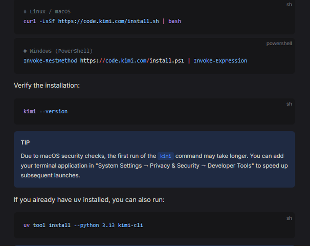 Kimi Code CLI Screenshot 1