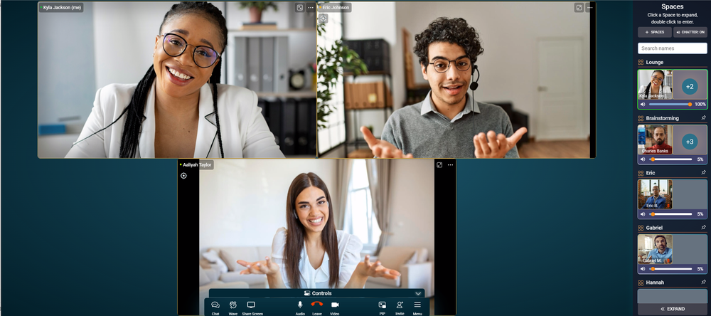 Kino's Spatial Spaces create a team's shared presence. Imagine different cubicles online. In different offices or remote, Kino's Spaces connect people for a truly unified teamwork.