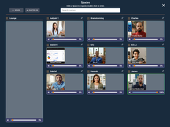 Kino Spaces View: A view of all the spaces in the workspace. Visually explore & navigate through the Kino to find and interact with teammates in seconds. No multi meeting links and meeting schedules, no time is better than the present.