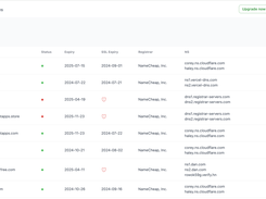 Domain Dashboard (Table View)