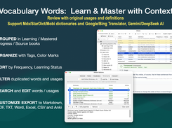 Review with original usages and definitions Support Mdx/StarDict/Mobi dictionaries and Google/Bing Translator, Gemini/DeepSeek Al