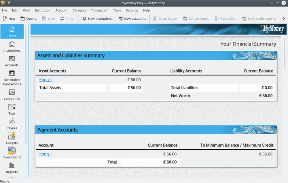 KMyMoney Screenshot 1