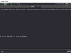 What the Godot homepage looks as text.  Along the top are the menu bar and just below are all the page links. There are a page and html tab for seeing two different portions of the page.