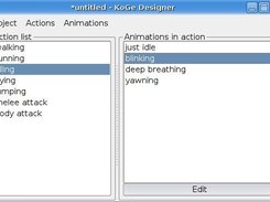 Editing actions and animations in KoGe Designer