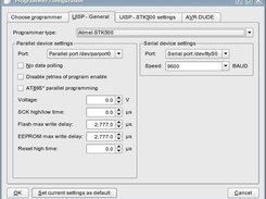 The programmer configuration window, UISP tab.