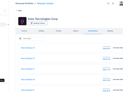 Shareholder Reports and News Releases - The shareholder can also receive and view the company's reports and news releases in the KoreConX All-in-One platform, making shareholder communications easier, faster, and compliant.