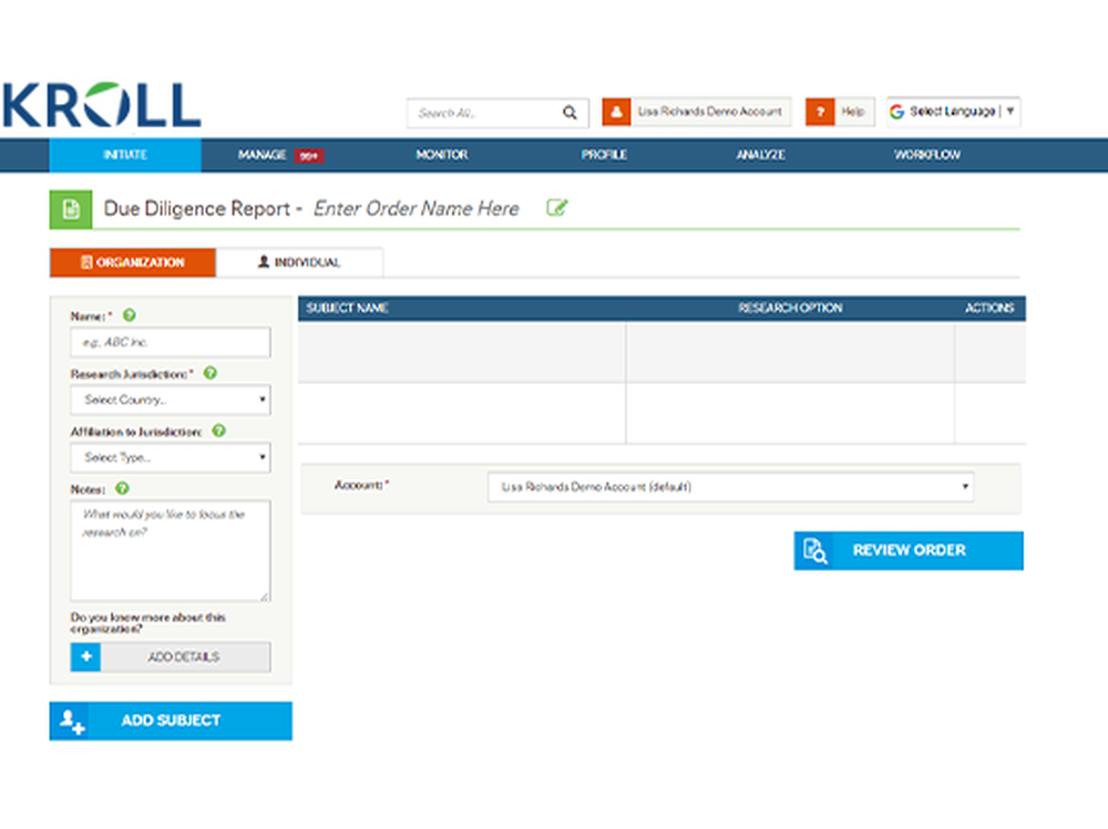 Kroll Compliance Screenshot 1