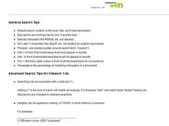 KSearch Search Form, Search Tips