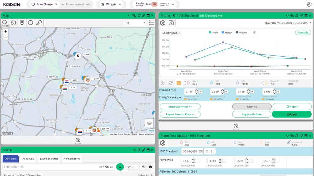 Site map and manual fuel price update