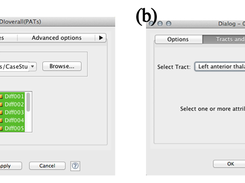 (a) Option tab and (b) Tract and Attributes tab of FSDDIoverall node configuration panel