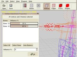 Kudu's Bone to Vertex Weight setting dialog.