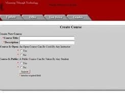 The Instructor's Interface - Creating a new Course