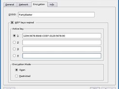 Properties - Encryption settings - WEP enabled