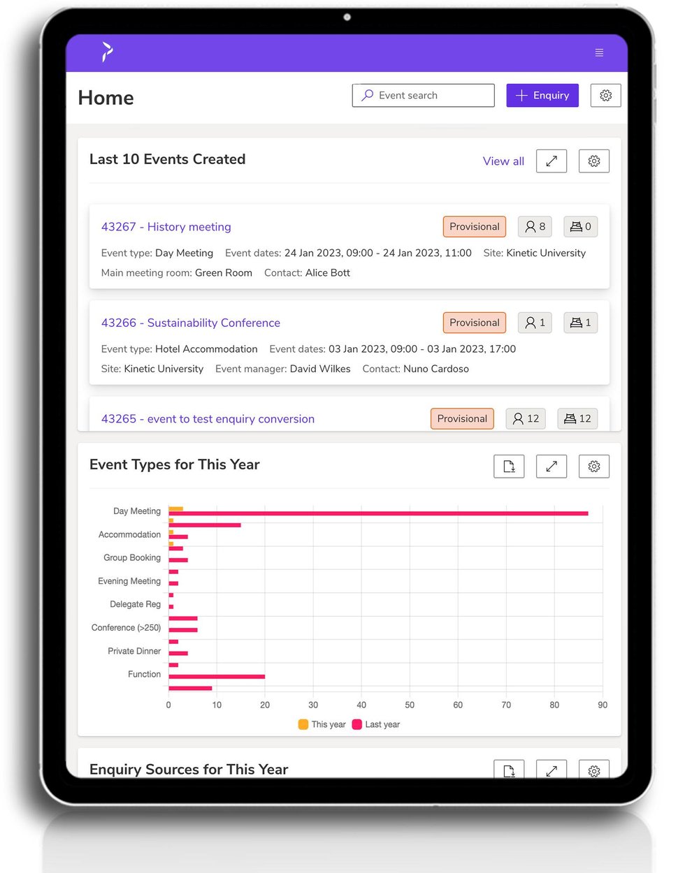 KxConferencing on Pulse tablet dashboard view