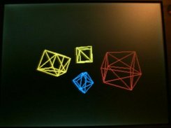 Multiple rotating cubes in 3D.