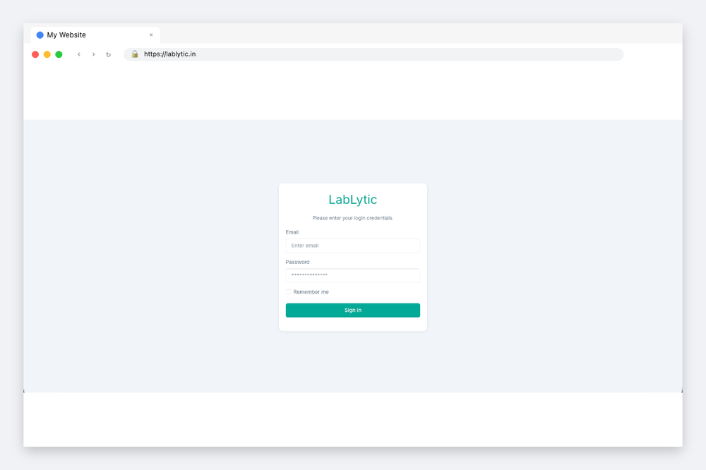 Login page