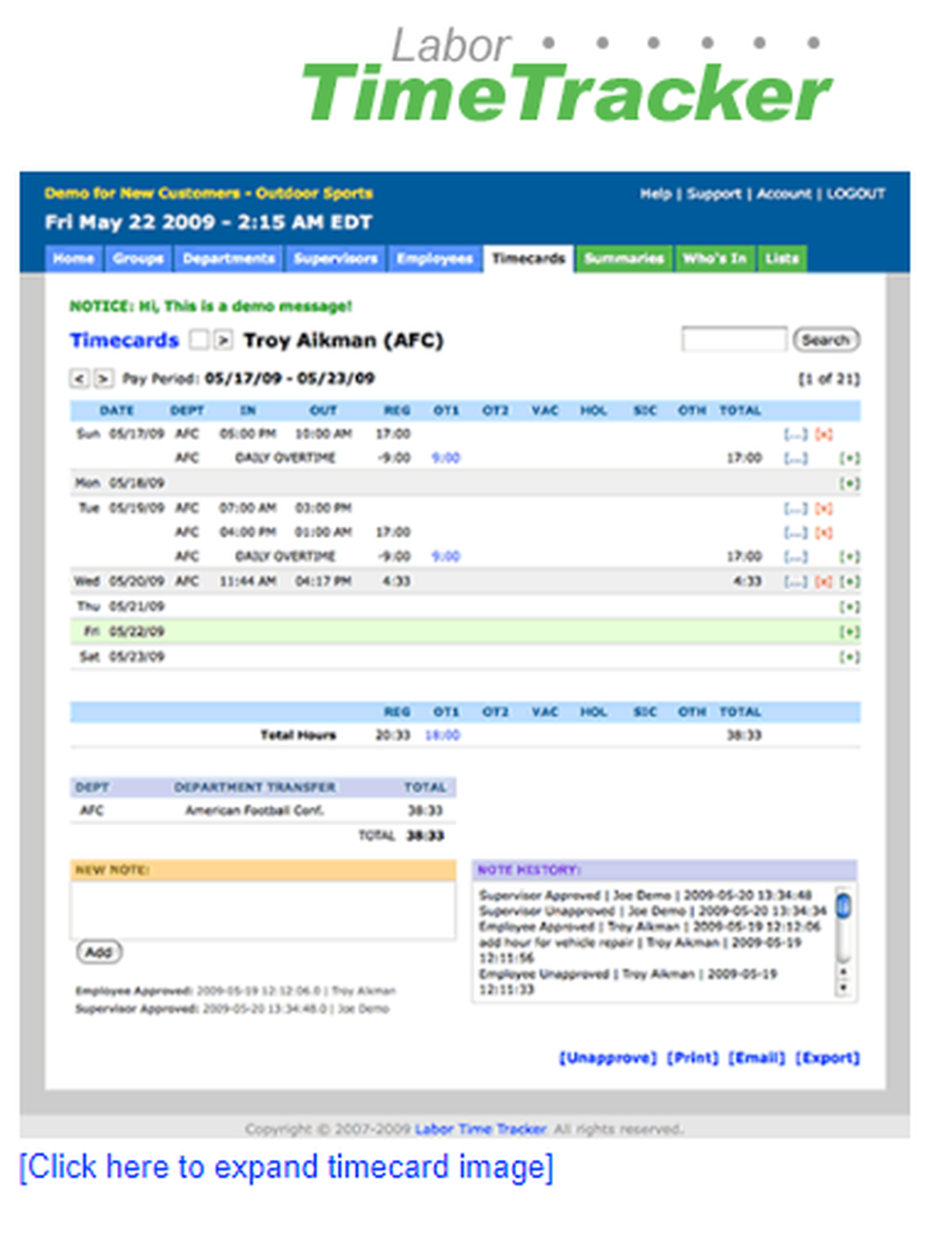 Labor Time Tracker Screenshot 1
